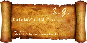 Koletár Géza névjegykártya